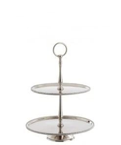 LANADECO Plateau 2 Niveaux Alu Argent H37cm