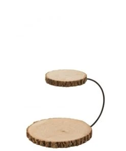 LANADECO Plateau 2 Niveaux Rond Bois De Paulownia Naturel