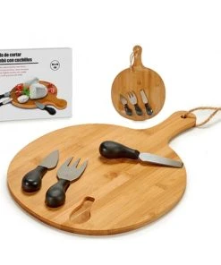 Wadiga Plateau à Fromages Rond En Bambou Et Ses Couteaux De Service -Chef&Sommelier-boutique plateau a fromages rond en bambou et ses couteaux de service 1