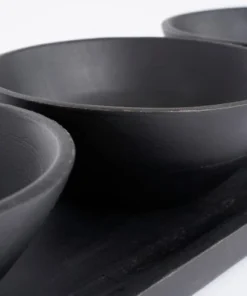 Mica Decorations Plateau Apéritif 3 Coupelles En Bois De Manguier Noir -Chef&Sommelier-boutique plateau aperitif 3 coupelles en bois de manguier noir 2