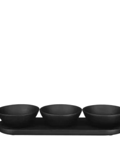 Mica Decorations Plateau Apéritif 3 Coupelles En Bois De Manguier Noir