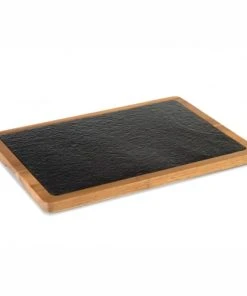 Pujadas Plateau Ardoise Et Bois 33 X 23 Cm