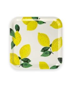 ALL THE WAYS TO SAY Plateau Carré Motif Citron En Bois 32cm