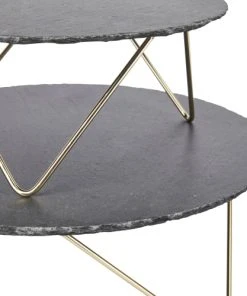 Artesa Plateau De Service 2 Niveaux En Ardoise Noir Et Doré -Chef&Sommelier-boutique plateau de service 2 niveaux en ardoise noir et dore 5