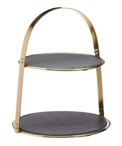 Artesa Plateau De Service à 2 Niveau En Ardoise Noire