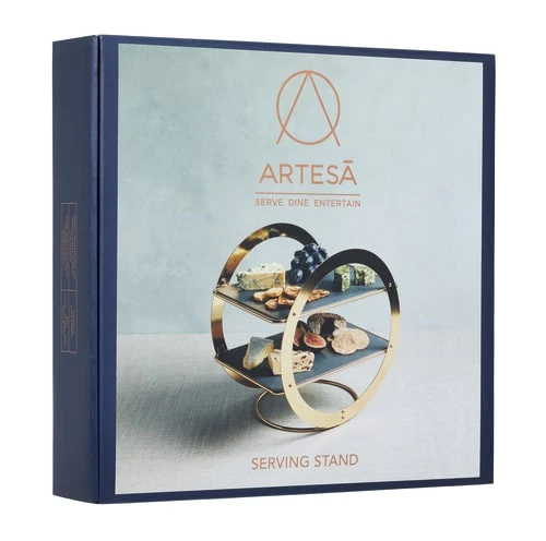 Artesa Plateau Rond à 2 Niveaux Fini Laiton Et En Ardoise Doré Noir 8 Artesa Plateau Rond à 2 Niveaux Fini Laiton Et En Ardoise Doré Noir – Image 6