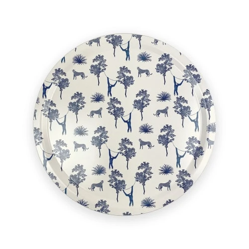 ALL THE WAYS TO SAY Plateau Rond Jungle Bleue En Bois 39cm 3 ALL THE WAYS TO SAY Plateau Rond Jungle Bleue En Bois 39cm