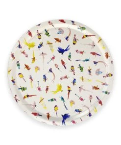 ALL THE WAYS TO SAY Plateau Rond Oiseaux En Bois 39cm