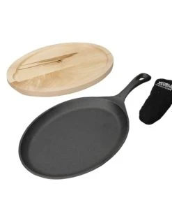 World Of Flavours Poêle à Fajita En Fonte Avec Plateau De Service En Bois-noir -Chef&Sommelier-boutique poele a fajita en fonte avec plateau de service en bois noir 4