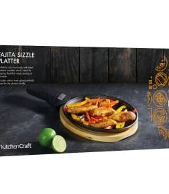 World Of Flavours Poêle à Fajita En Fonte Avec Plateau De Service En Bois-noir -Chef&Sommelier-boutique poele a fajita en fonte avec plateau de service en bois noir 5