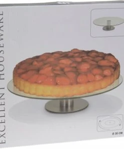 Wadiga Présentoir à Gâteau Rond Rotatif En Verre Et Métal Chromé -Chef&Sommelier-boutique presentoir a gateau rond rotatif en verre et metal chrome 1