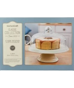 KitchenCraft Présentoire à Gateau En Céramique Avec Dome En Verre Blanc -Chef&Sommelier-boutique presentoire a gateau en ceramique avec dome en verre blanc 4