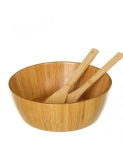 Wadiga Saladier En Bambou Avec Couverts De Service