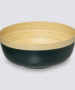 Five Simply Smart Saladier En Bambou Bicolore Bois Et Bleu Pétrole - 30cm -Chef&Sommelier-boutique saladier en bambou bicolore bois et bleu petrole 30cm 2