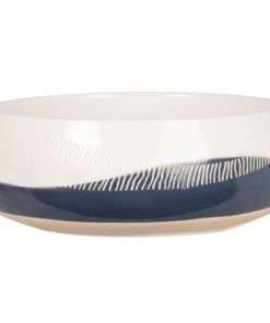 Maisons Du Monde Saladier En Grès Bleu Et Crème à Motifs