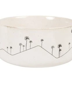 Maisons Du Monde Saladier En Grès écru Motifs Palmiers Noirs