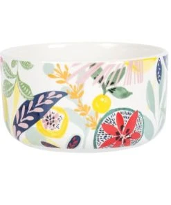 Maisons Du Monde Saladier En Porcelaine Blanche Imprimé Fruits Multicolores