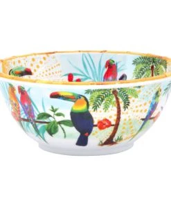 Les Jardins De La Comtesse Saladier Profond En Mélamine Pure Imprimé De Toucans