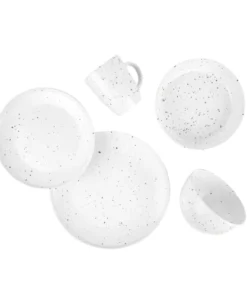 Sia Deco Service 34 Pièces En Grès Blanc