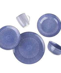 Sia Deco Service 34 Pièces Géométrique Bleu