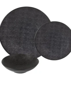 Table Passion Service D'assiettes 12 Pièces En Grès Noir