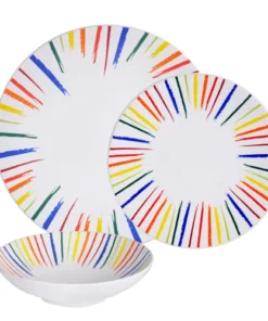 Table Passion Service D'assiettes 18 Pièces En Grès Multicolore