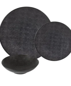 Table Passion Service D'assiettes 18 Pièces En Grès Noir