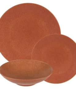 Table Passion Service D'assiettes Terra 18 Pièces En Grès Rouge