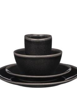 Mica Decorations Service De Table 16 Pièces En Céramique Noir
