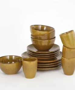Mica Decorations Service De Table 16 Pièces En Céramique Ocre -Chef&Sommelier-boutique service de table 16 pieces en ceramique ocre 2