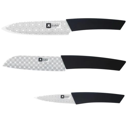 Richardson Sheffield Set 3 Couteaux De Cuisine En Céramique / Oxyde De Zirconium + ABS Sof 3 Richardson Sheffield Set 3 Couteaux De Cuisine En Céramique / Oxyde De Zirconium + ABS Sof