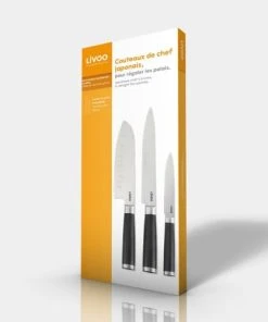 LIVOO Set De 3 Couteaux Japonais En Acier Inoxydable Noir -Chef&Sommelier-boutique set de 3 couteaux japonais en acier inoxydable noir 5
