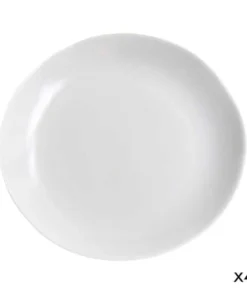 Maison Tilleul Set De 4 Assiettes Plates Céramique Blanc