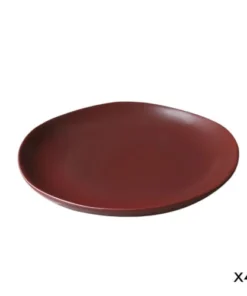 Maison Tilleul Set De 4 Assiettes Plates Céramique Rouge