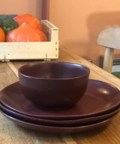 Maison Tilleul Set De 4 Assiettes Plates Céramique Rouge -Chef&Sommelier-boutique set de 4 assiettes plates ceramique rouge 3