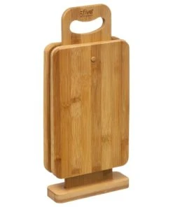 Five Simply Smart Set De 4 Planches à Découper Ou Tapas En Bambou + Support