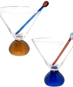 Maisons Du Monde Set Verres à Cocktail (x2) Avec Touilleurs Orange Et Bleu -Chef&Sommelier-boutique set verres a cocktail x2 avec touilleurs orange et bleu 1000 12 32 229427 2