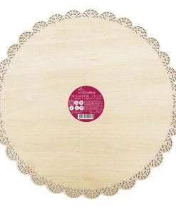 SCRAPCOOKING Support à Gâteau Rond Dentelle En Bois D29cm