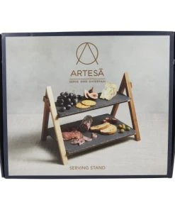 Artesa Support De Service 2 Niveaux Bois Et Ardoise Noir & Marron 10 Artesa Support De Service 2 Niveaux Bois Et Ardoise Noir & Marron -Chef&Sommelier-boutique support de service 2 niveaux bois et ardoise noir marron 2