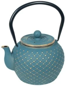 Signes Grimalt Théière De Type Japonaise Bleue Et Or En Fonte 0.85 Litre