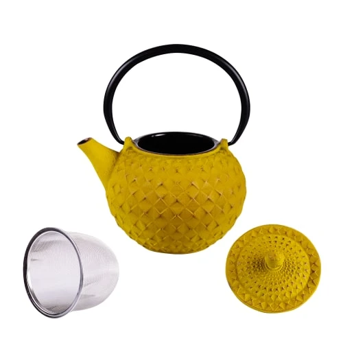 Trend'up Théière En Fonte 1 L Avec Fitre Inox Jaune 4 Trend'up Théière En Fonte 1 L Avec Fitre Inox Jaune – Image 2