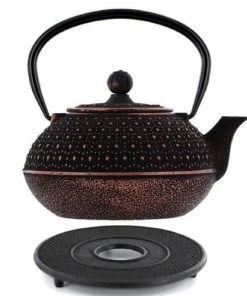 Aromandise Théière En Fonte Chinoise 0,8 Litre & Sous-théière Noire