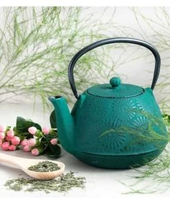 Aromandise Théière En Fonte Vert émeraude 1,2L -Chef&Sommelier-boutique theiere en fonte vert emeraude 1 2l 5
