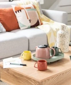 Maisons Du Monde Théière En Grès Vieux Rose Et Métal Argenté 0.8L -Chef&Sommelier-boutique theiere en gres vieux rose et metal argente 0 8l 1000 4 13 217723 4