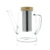 OGO Living Théière En Verre Borosilicate Et Couvercle En Bois 1,2L