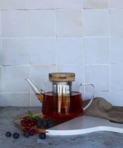 OGO Living Théière En Verre Borosilicate Et Couvercle En Bois 1L -Chef&Sommelier-boutique theiere en verre borosilicate et couvercle en bois 1l 2