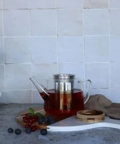 OGO Living Théière En Verre Borosilicate Et Couvercle En Bois 1L -Chef&Sommelier-boutique theiere en verre borosilicate et couvercle en bois 1l 4