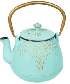 Signes Grimalt Théière Japonaise En Fonte Bleu Vert Et Or 1L